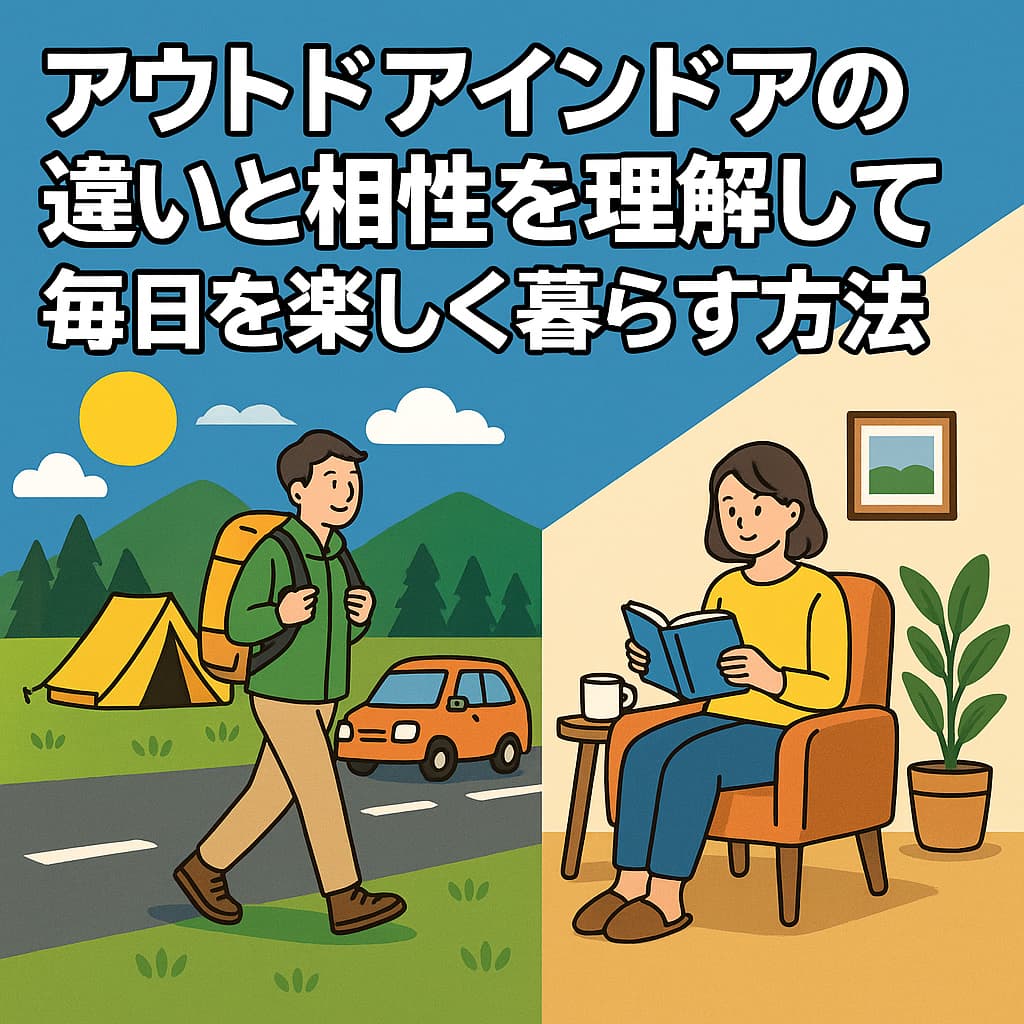 アウトドア派とインドア派が一緒に楽しむ日本の四季の風景イラスト